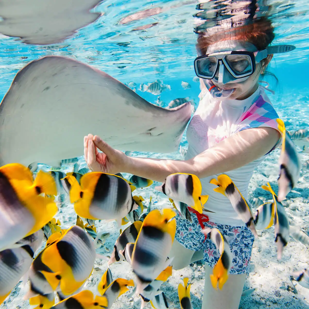 Young girl snorkeling