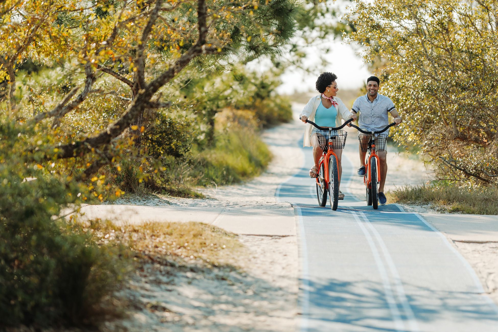 Couple biking